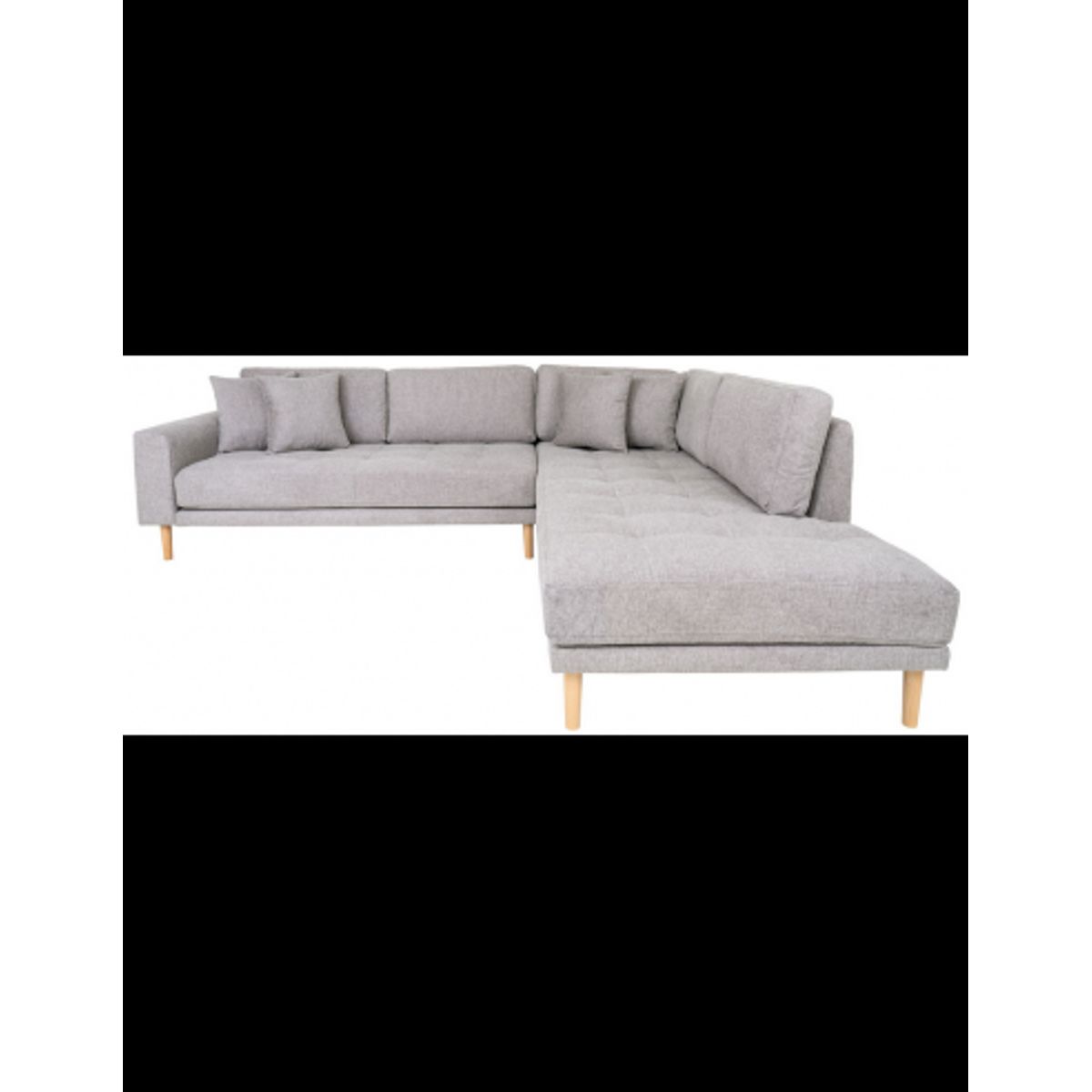 LIDE Højrevendt hjørnesofa med chaiselong i polyester 257 x 220 cm - Natur/Lysegrå