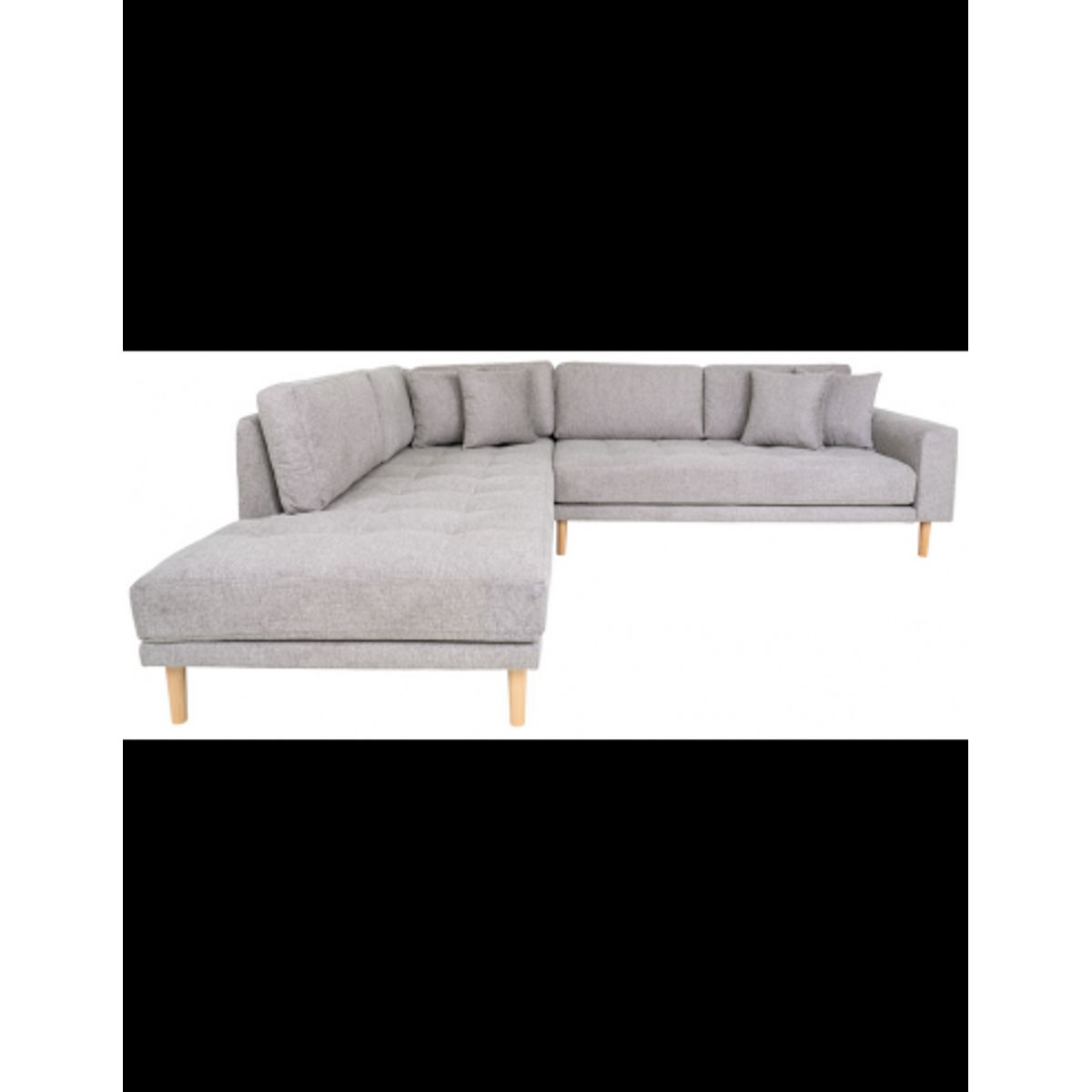 LIDE Venstrevendt hjørnesofa med chaiselong i polyester 257 x 220 cm - Natur/Lysegrå