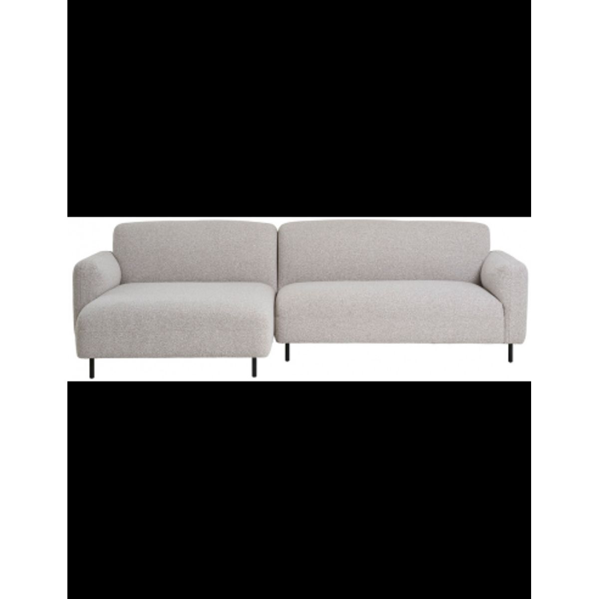 SALVA Venstrevendt chaiselongsofa i bouclé 265 x 150 cm - Sort/Lysegrå