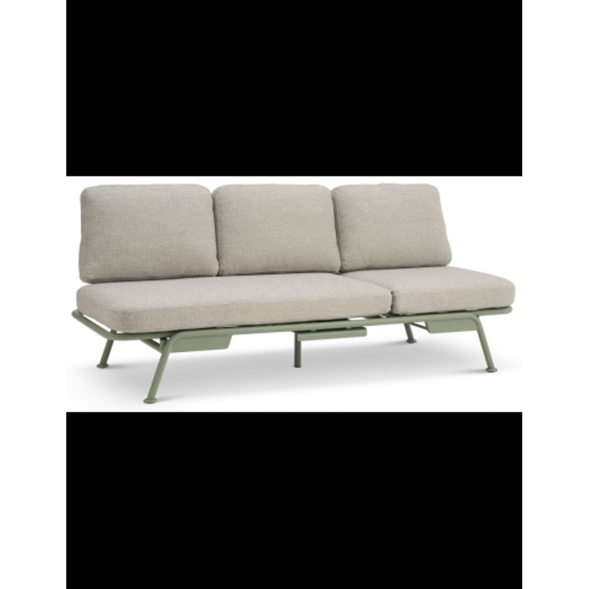 SANTORINI Loungesofa eller solseng i aluminium og olefin 199 x 81 cm - Olivengrøn/Sand