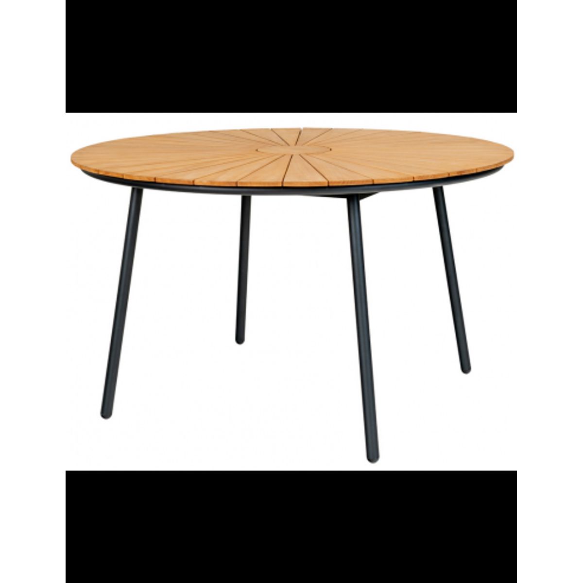 CLEVE Rundt havebord i metal og teaktræ H74 x Ø130 cm - Sort/Teak