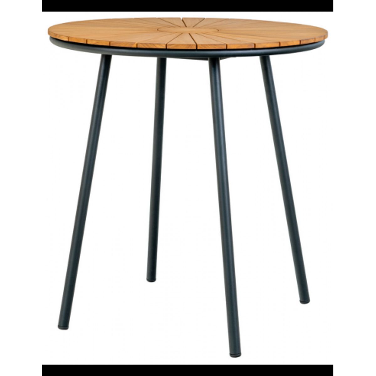 CLEVE Rundt cafébord i metal og teaktræ H74 x Ø70 cm - Sort/Teak