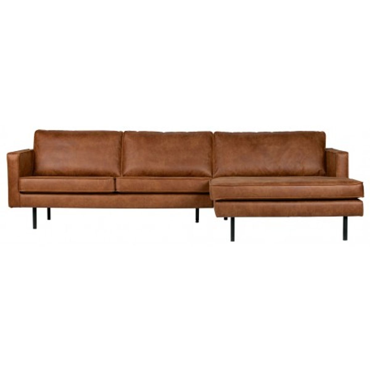 Rodeo Sofa med højrevendt chaiselong i læder B300 cm - Vintage cognac