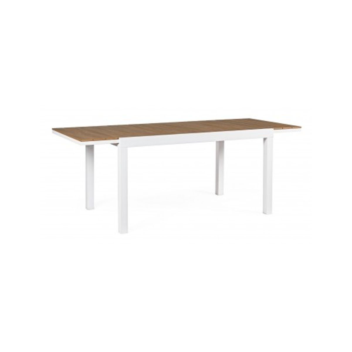 ELIAS Havebord med udtræk i aluminium og polywood 140 - 200 x 90 cm - Hvid/Teak