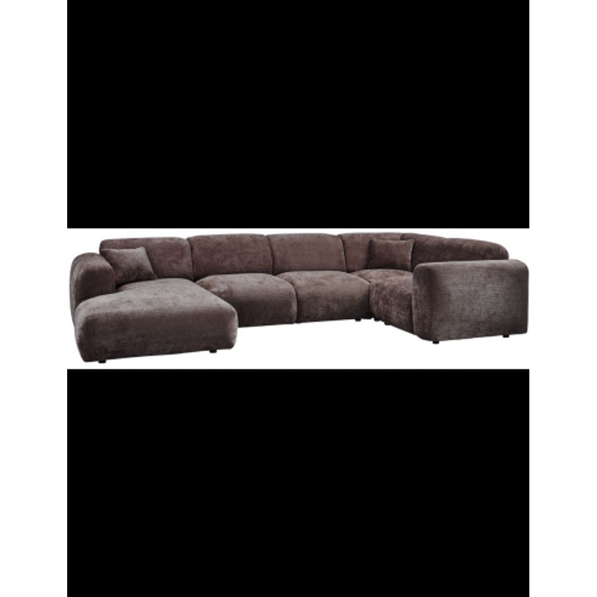 CLOUD Højrevendt U-sofa i chenille 345 x 198 cm - Varm brun