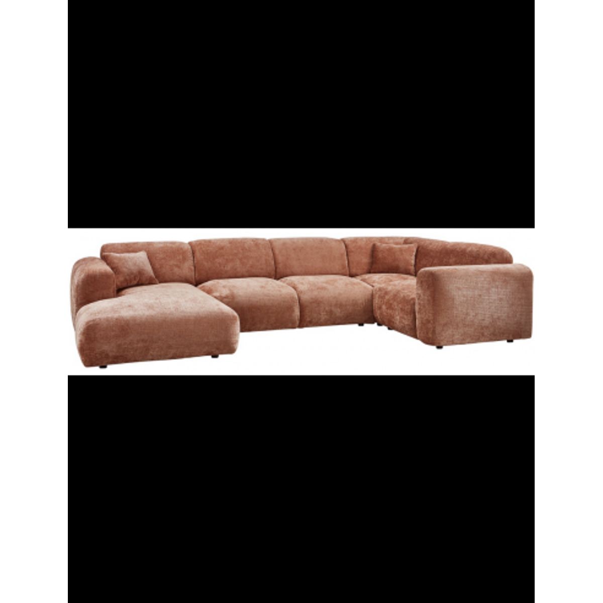 CLOUD Højrevendt U-sofa i chenille 345 x 198 cm - Terracotta