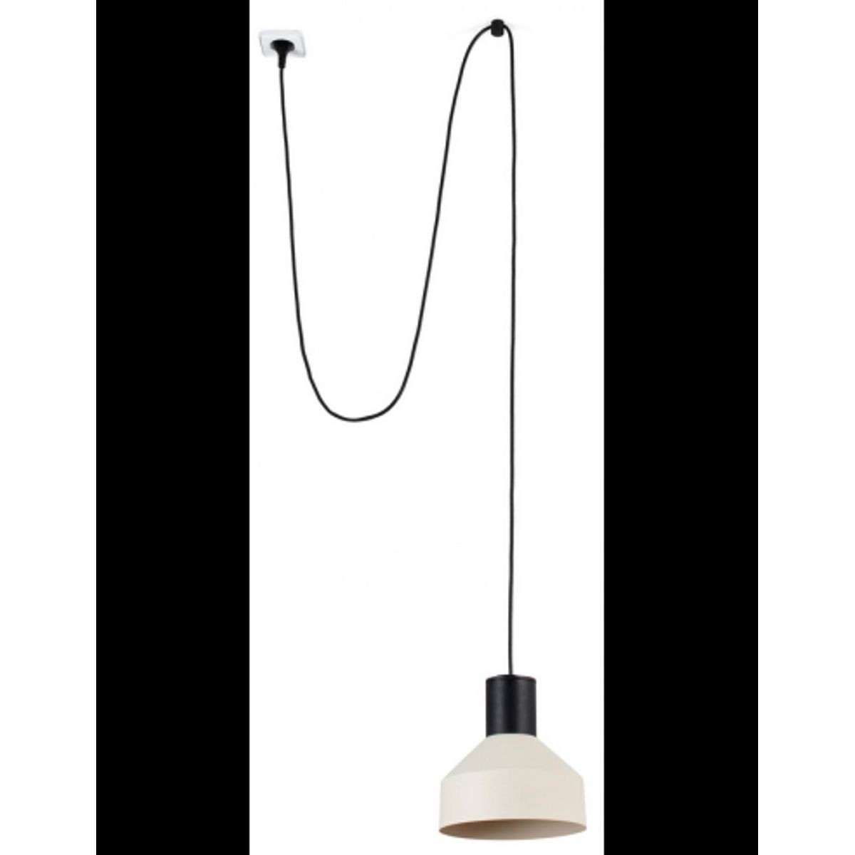 KOMBO Loftlampe transportabel med strømstik Ø20 cm 1 x E27 - Sort/Beige