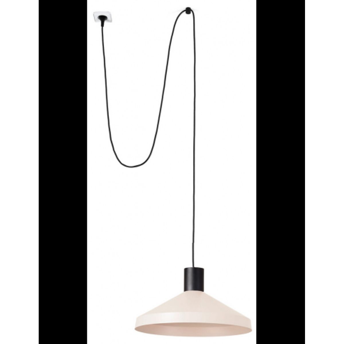 KOMBO Loftlampe transportabel med strømstik Ø40 cm 1 x E27 - Sort/Beige