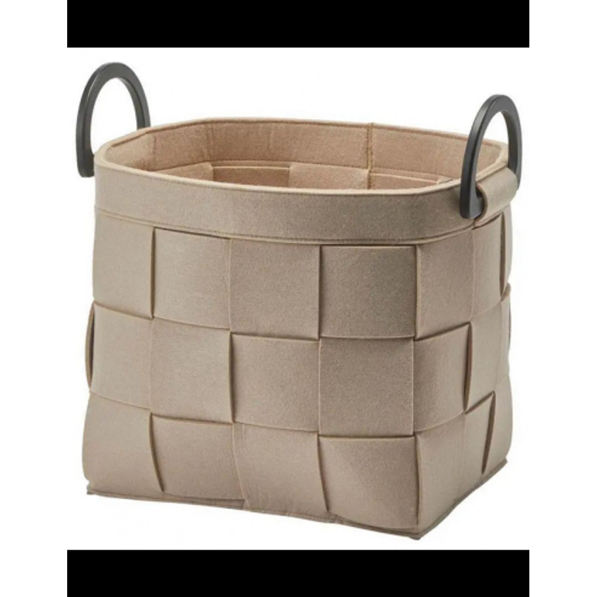 DIX Opbevaringskurv i genanvendt polyester filt og bambus H32 x B34 x D25,5 cm - Sort/Beige