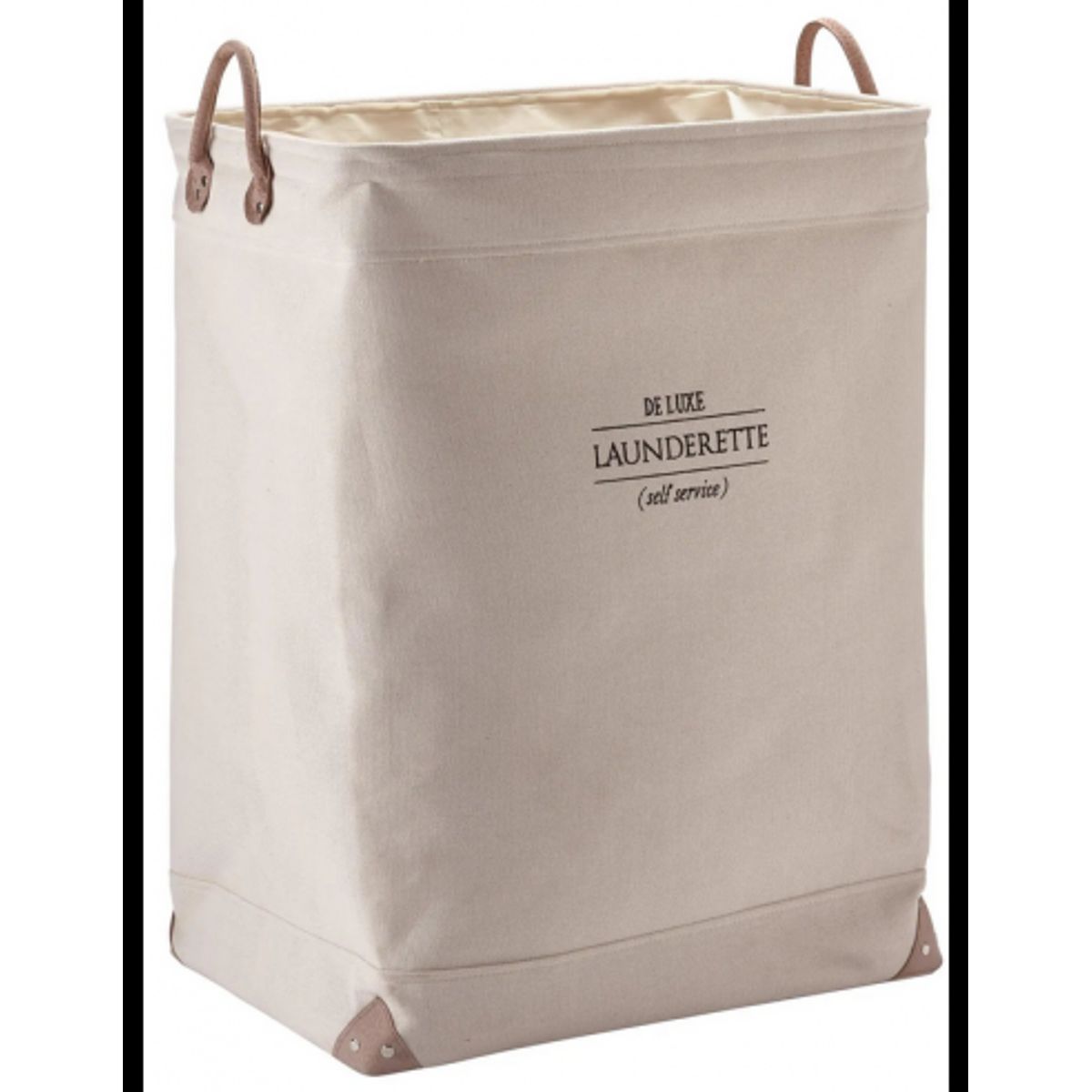 LUBIN Vasketøjskurv i bomuld og polyester H65 x B50 x D35 cm - Beige