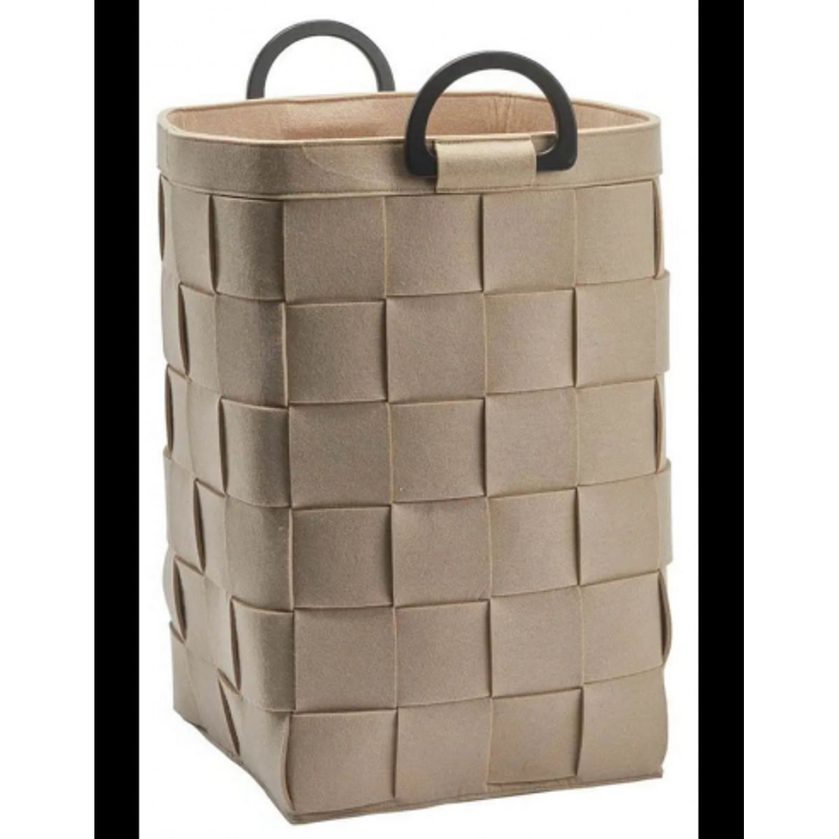 DIX Vasketøjskurv i genanvendt polyester filt og bambus H57,5 x B34 x D34 cm - Beige