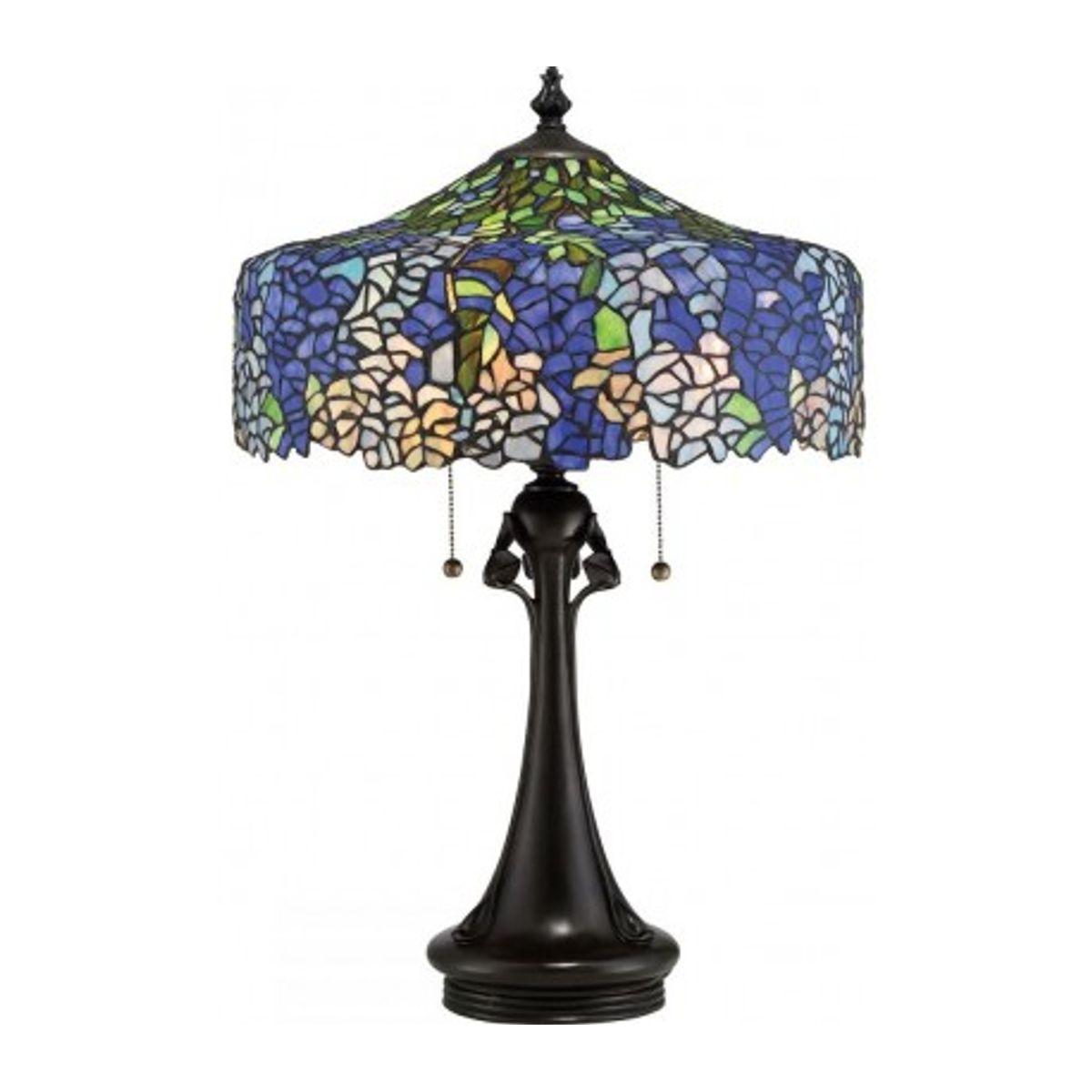 Cobalt Tiffany Bordlampe H69 cm 3 x E27 - Mørk bronze