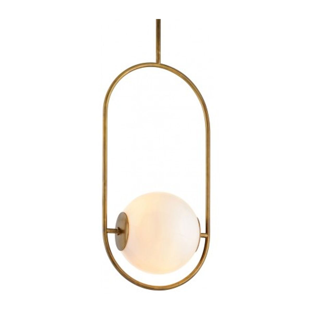 Everley Loftlampe i messing og opalglas Ø46 x 33 cm 1 x E27 - Antik messing/Opalhvid