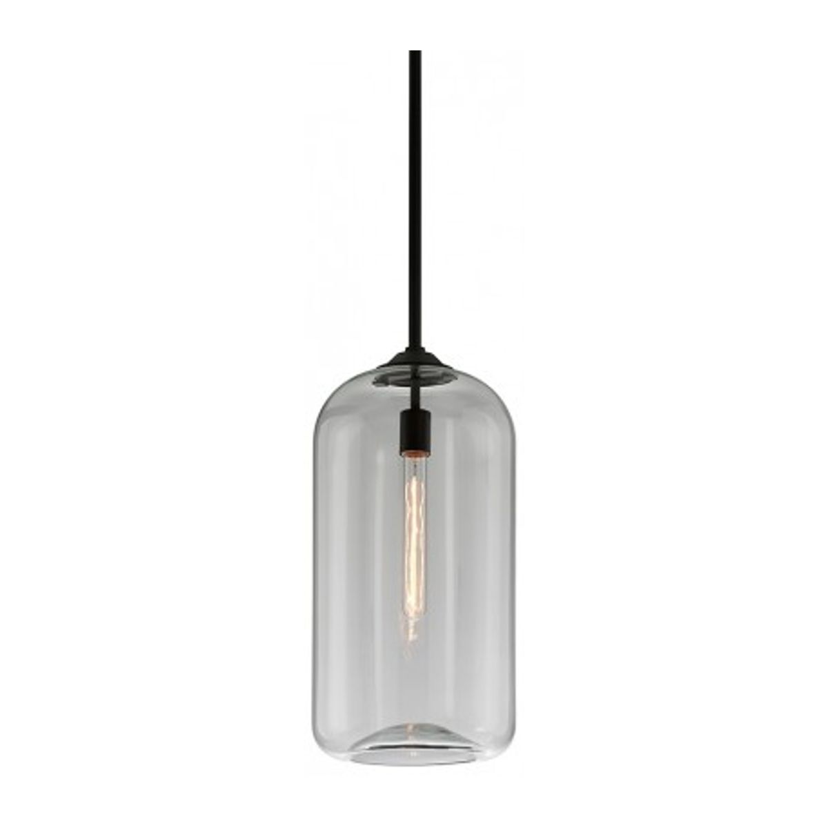 District Loftlampe i glas og jern Ø25,5 cm 1 x E27 - Satineret sort/Sort