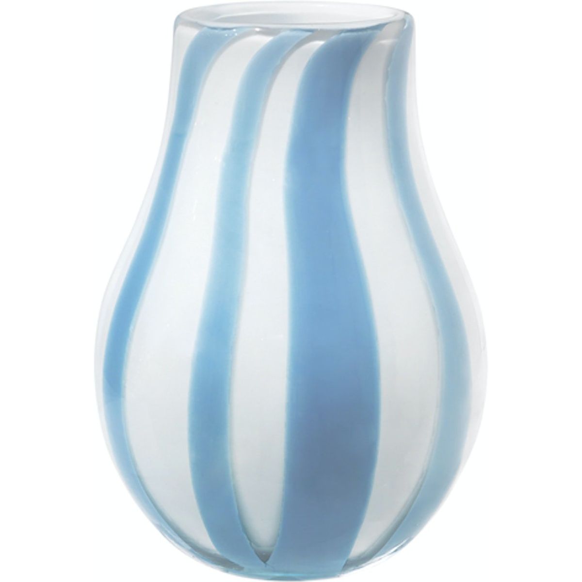 Ada stripe, Vase, blå, H15,5x22,5 cm, mundblæst glas