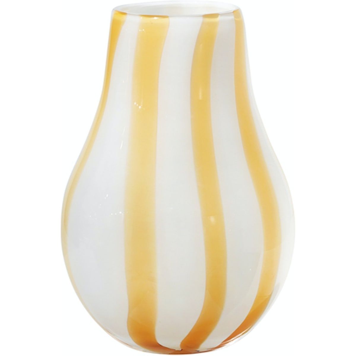 Ada stripe, Vase, gul, H15,5x22,5 cm, mundblæst glas