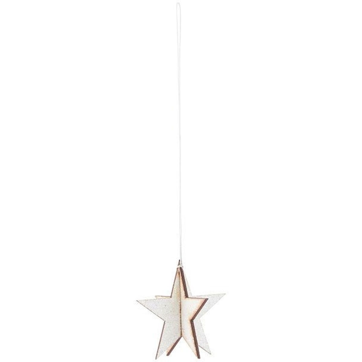 Glitter star, Ornament, hvid