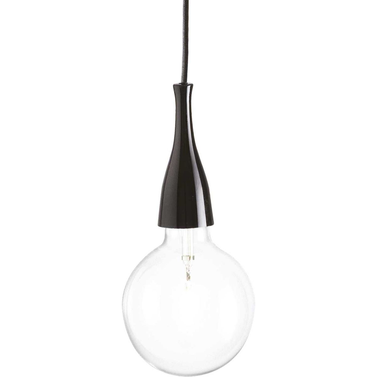 Minimal, Pendel lampe, E27 max 1 x 70W, E27, sort, metal, stof, glas, Ø125xHmin350/max2420mm