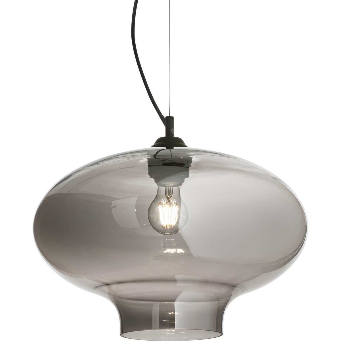 Bistro´, Pendel lampe, E27 max 1 x 60W, E27, røg/sort, metal, glas, Ø400xHmin355/max2445mm