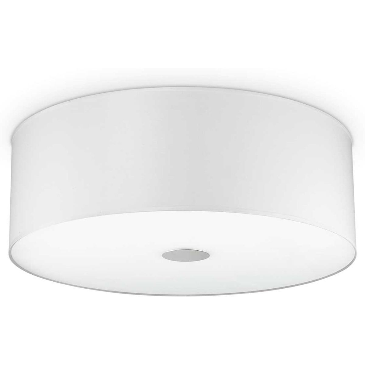 Woody, Loftslampe, E27 max 5 x 60W, E27, hvid/krom, glas, stof, Ø600xH200mm