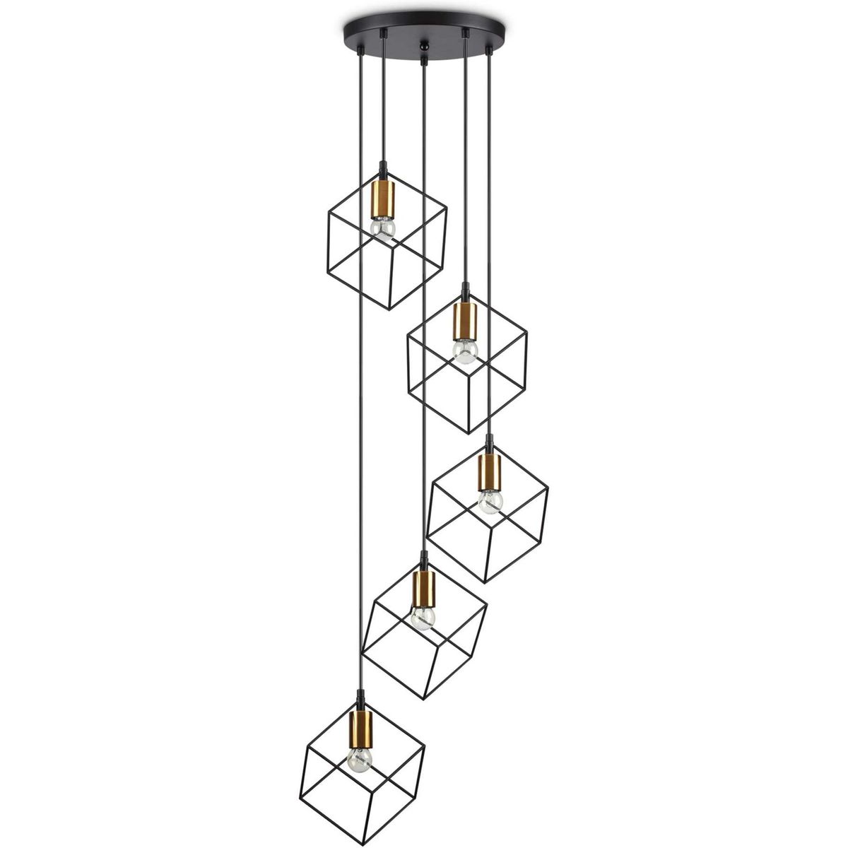 Ice, Pendel lampe, E27 max 5 x 60W, E27, sort, metal, Ø500xHmin600/max2455mm