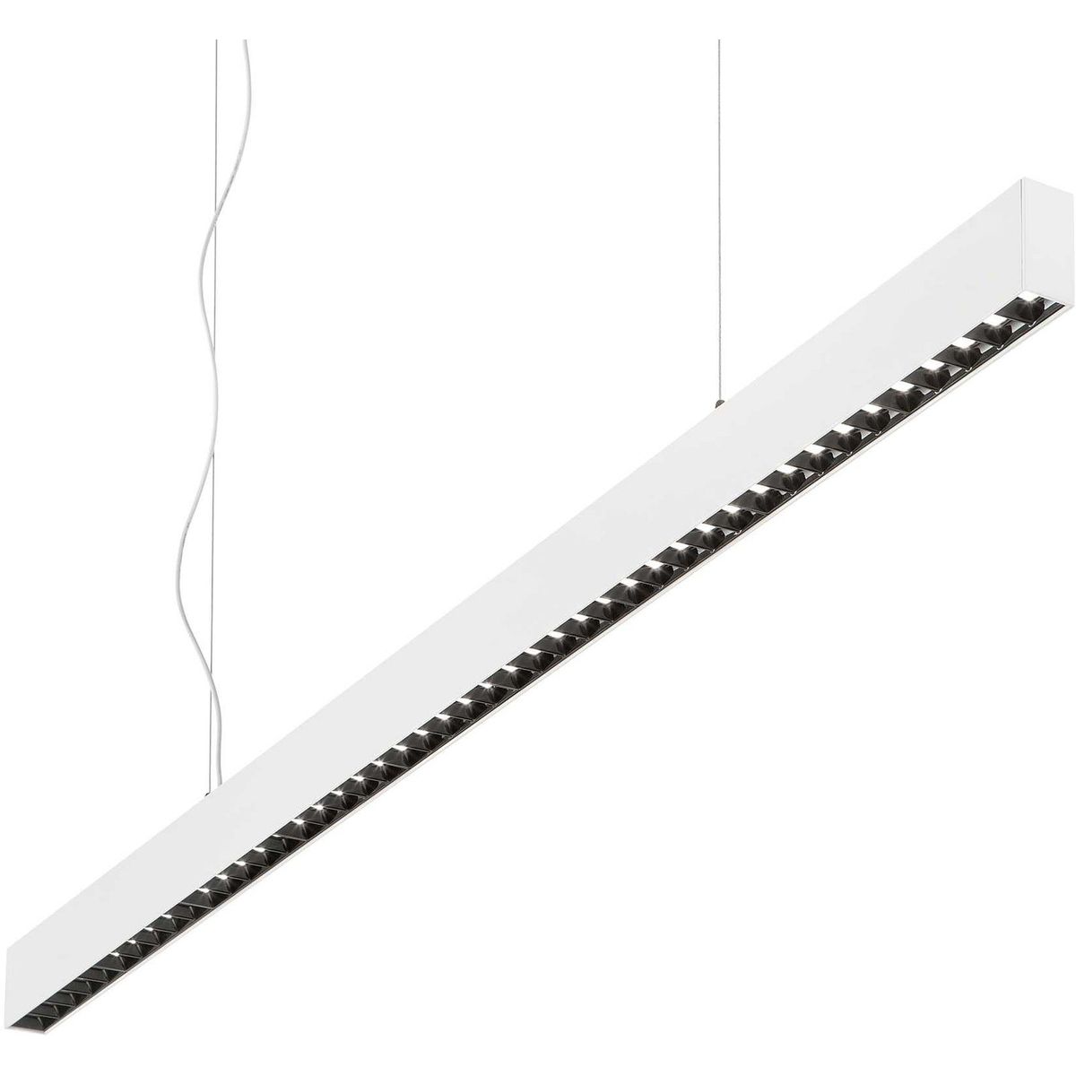 Office, Hængelampe, 30W, LED, hvid/3000 kelvin, aluminium, metal, L1200xHmin95/max1500xB35mm