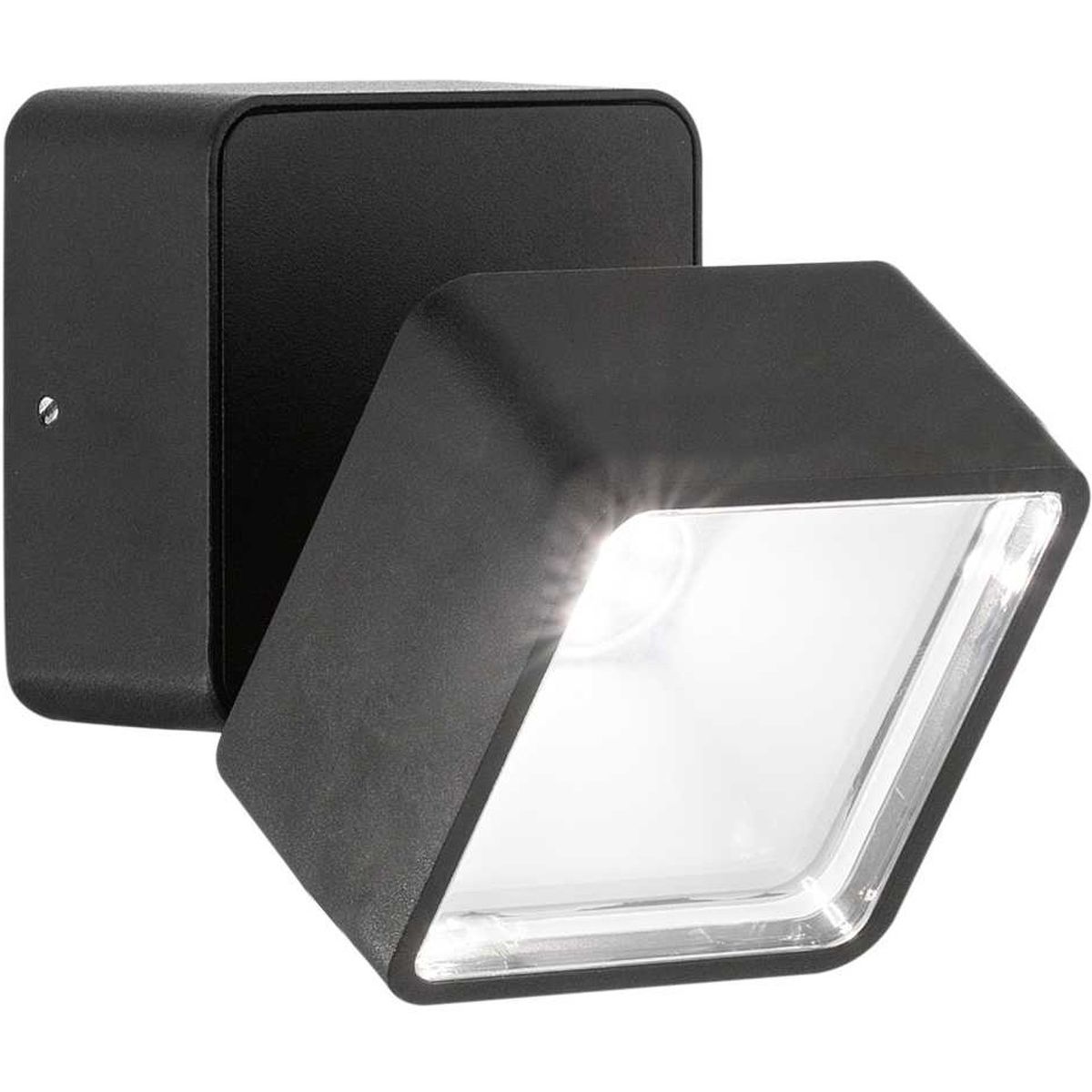 Omega Square, Udendørs væglampe, LED 7W, LED, sort, metal, glas, L90xH90xB85mm