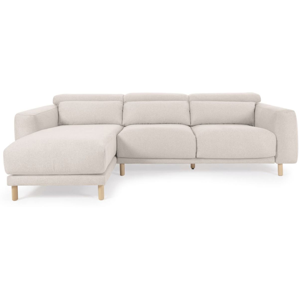 Singa, Chaiselong sofa, Venstrevendt, råhvid, H98x296x180 cm, stof