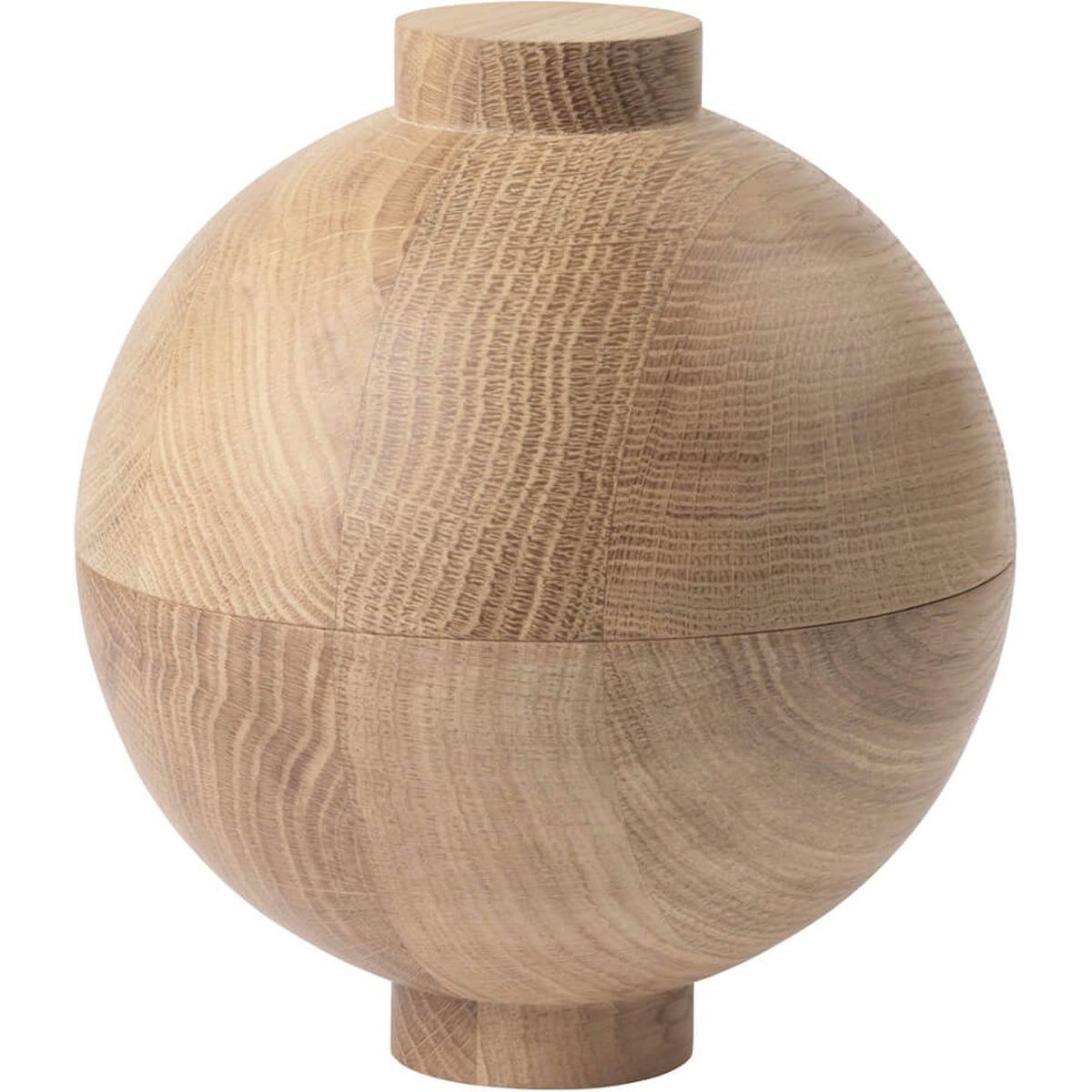 Wooden Sphere, Opbevaringskrukke, natur, H16x18 cm, eg