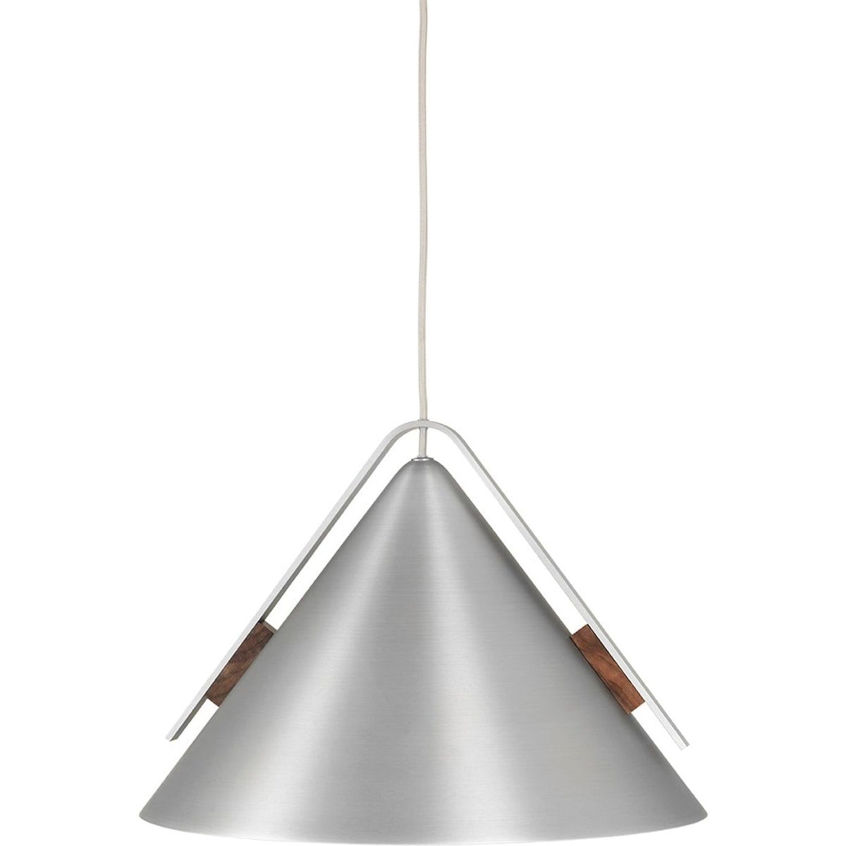 Cone, Pendellampe, sølv, H40x30 cm, aluminium, valnød