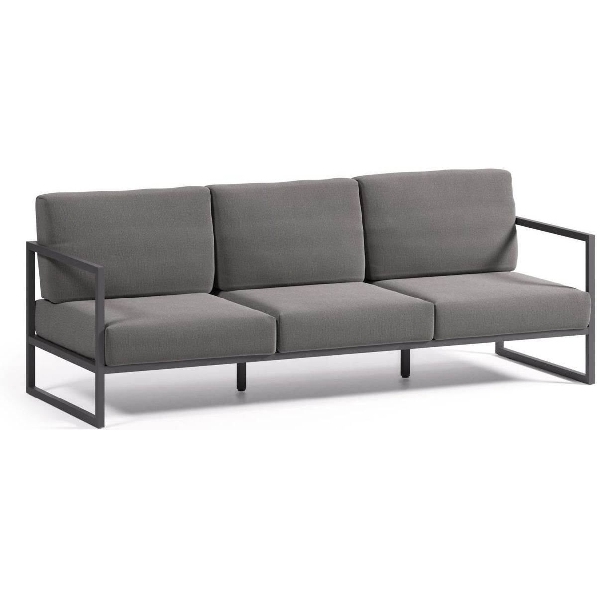 Comova, Udendørs 3-personers sofa, sort, H85x225x85 cm, aluminium