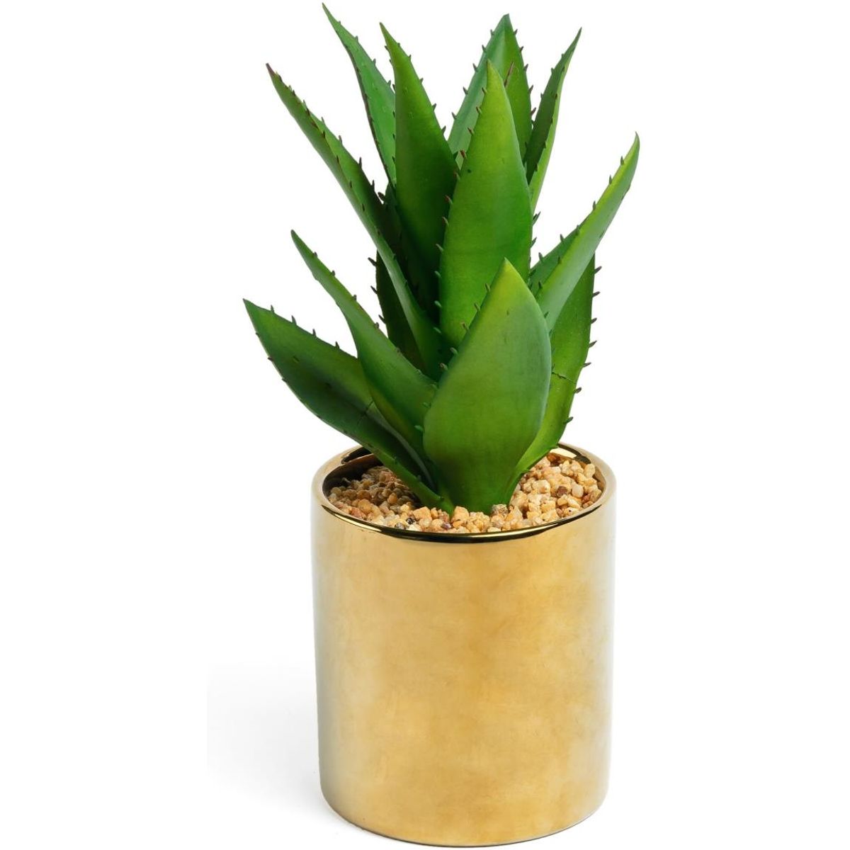 Agave, Kunstig plante, guld/grøn, H11x20x20 cm