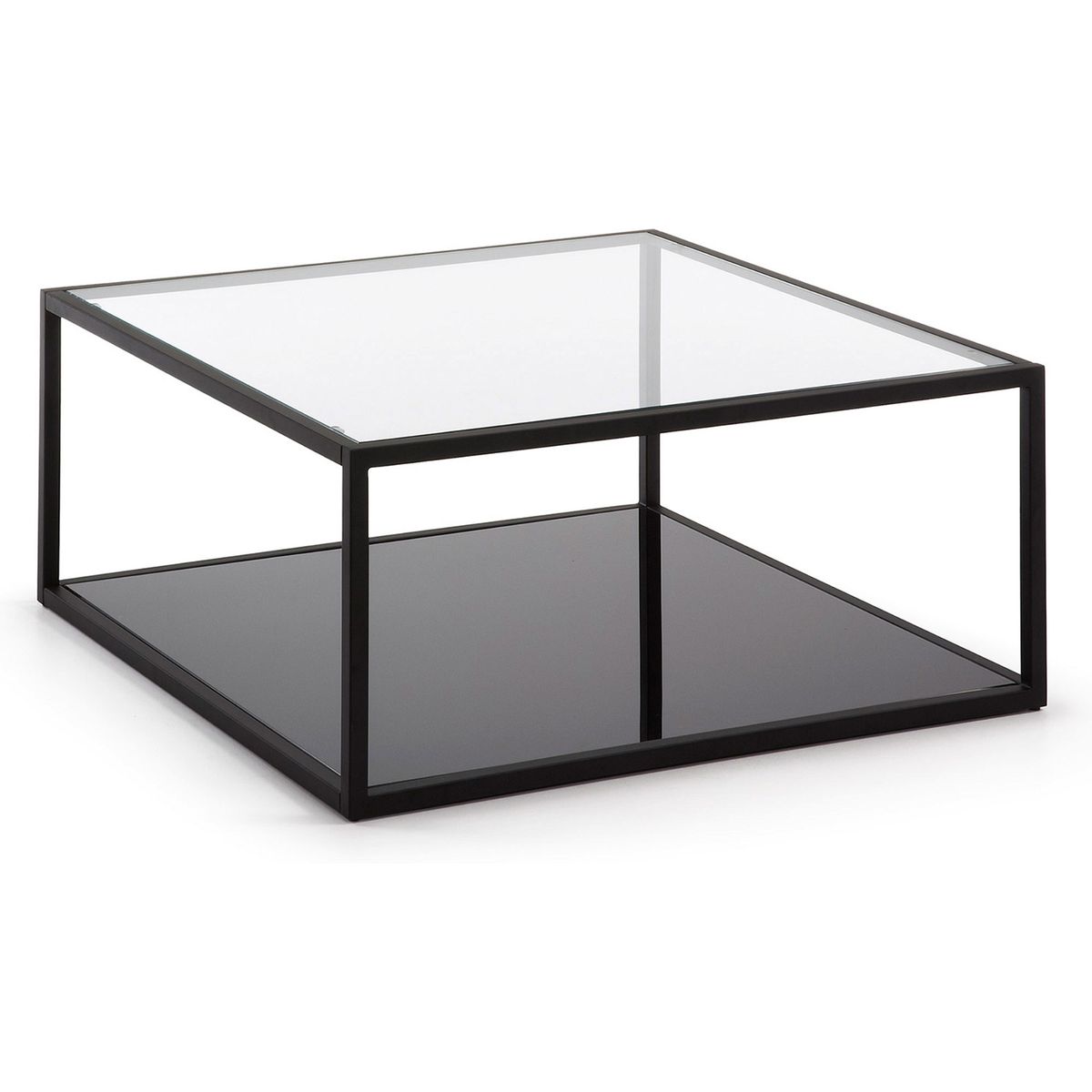 Blackhill, Sofabord, sort/klar, H35x80x80 cm, glas