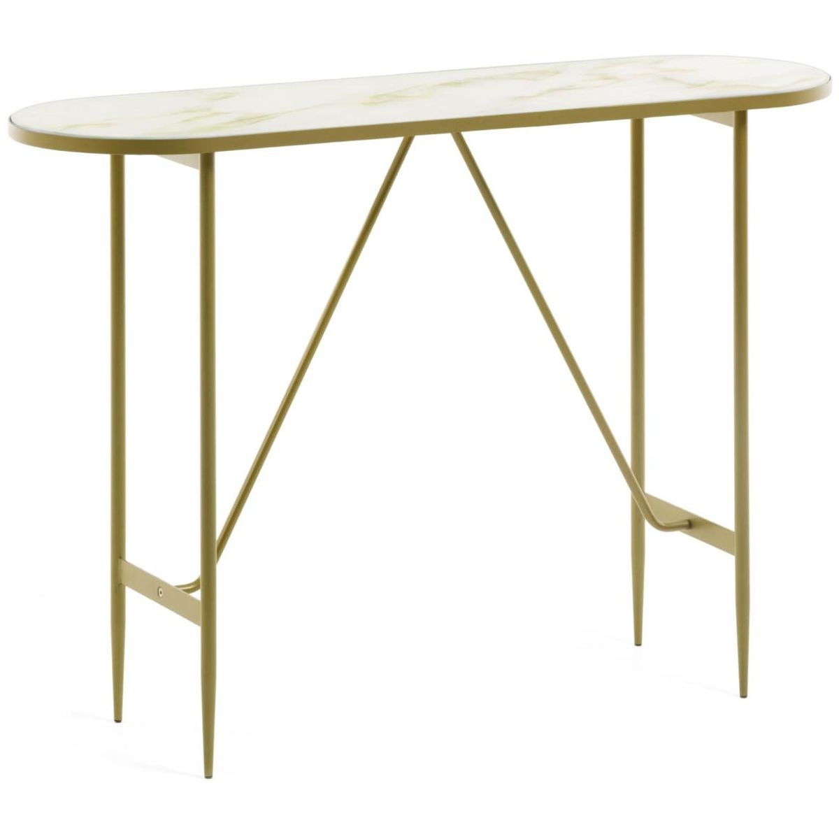 Elisenda, Konsolbord, guld/hvid, H76x110x35 cm, glas