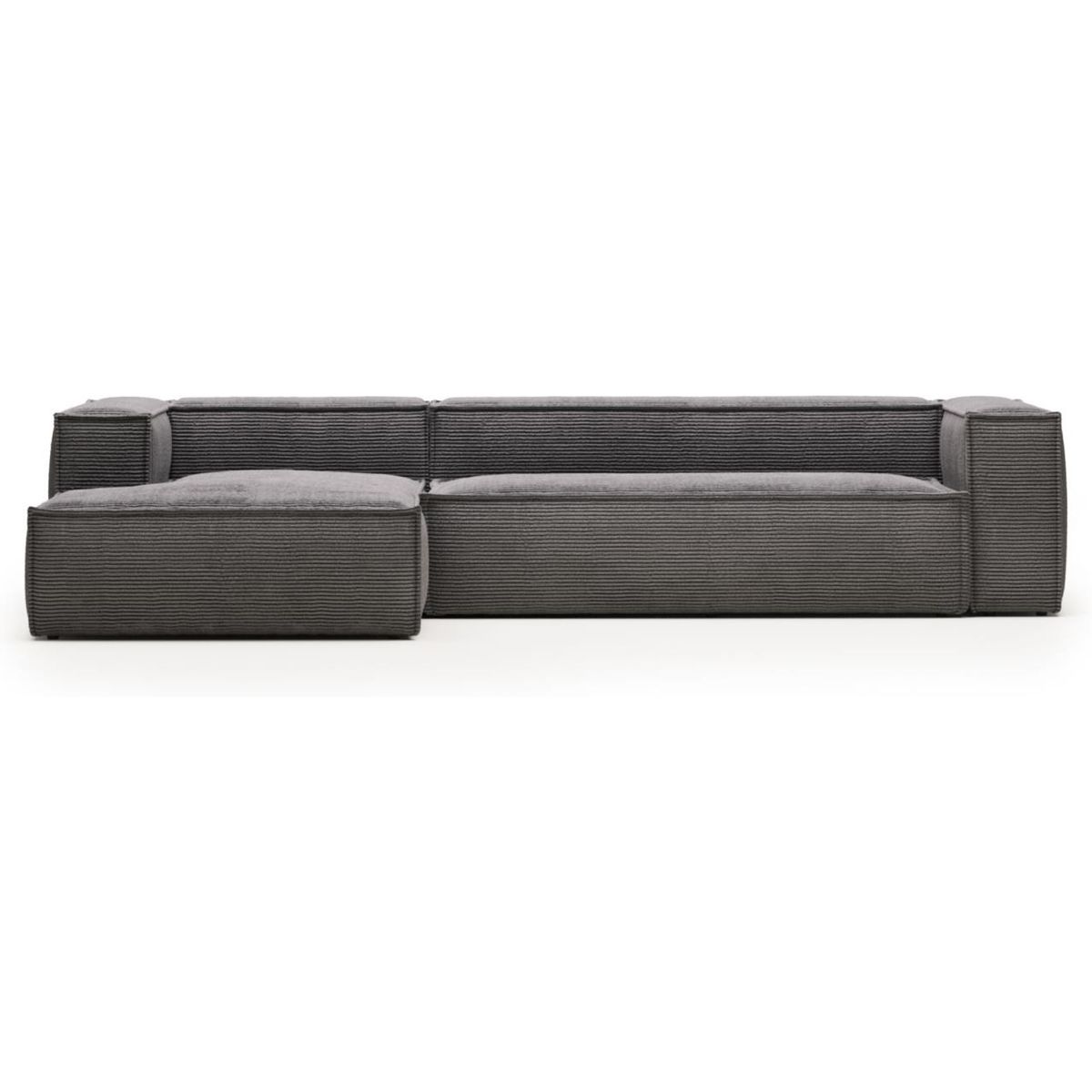 Blok, Chaiselong sofa, Venstrevendt, grå, H69x330x174 cm, fløjl