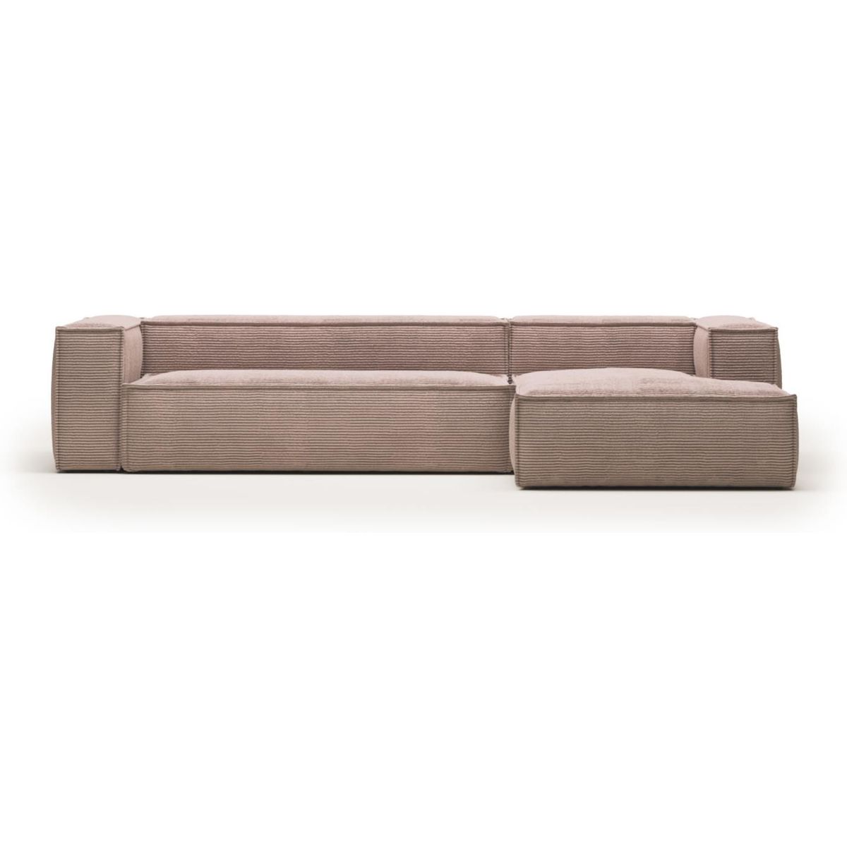 Blok, Chaiselong sofa, Højrevendt, lyserød, H69x330x174 cm, stof