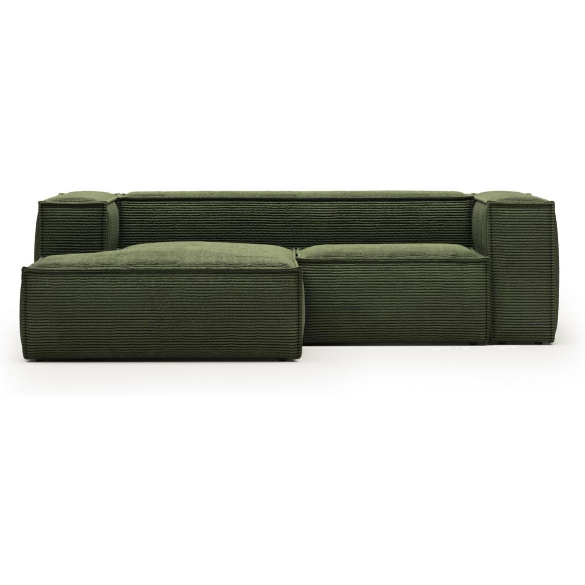 Blok, Chaiselong sofa, Venstrevendt, grøn, H69x240x174 cm, fløjl