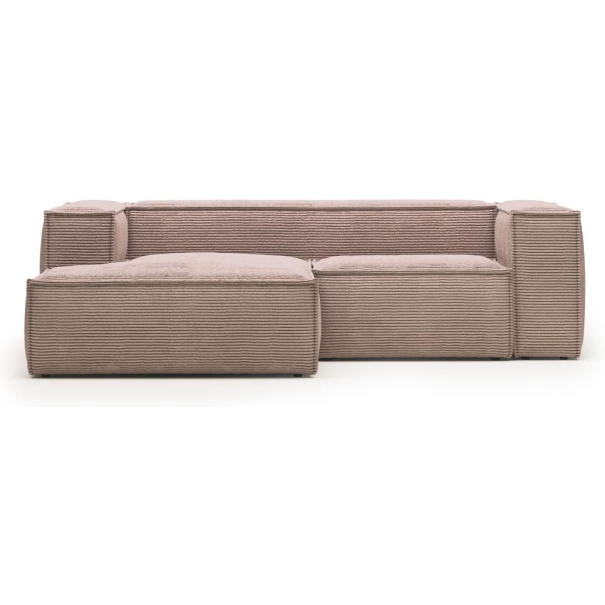 Blok, Chaiselong sofa, Venstrevendt, lyserød, H69x240x174 cm, fløjl