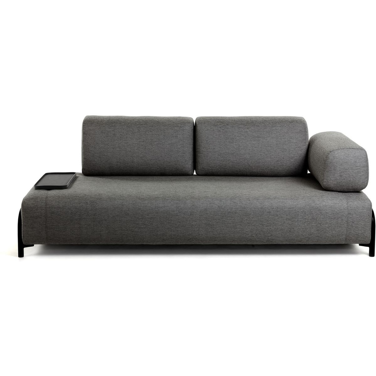 Compo, 3-personers sofa, sort, H82x232x98 cm, armlæn højre