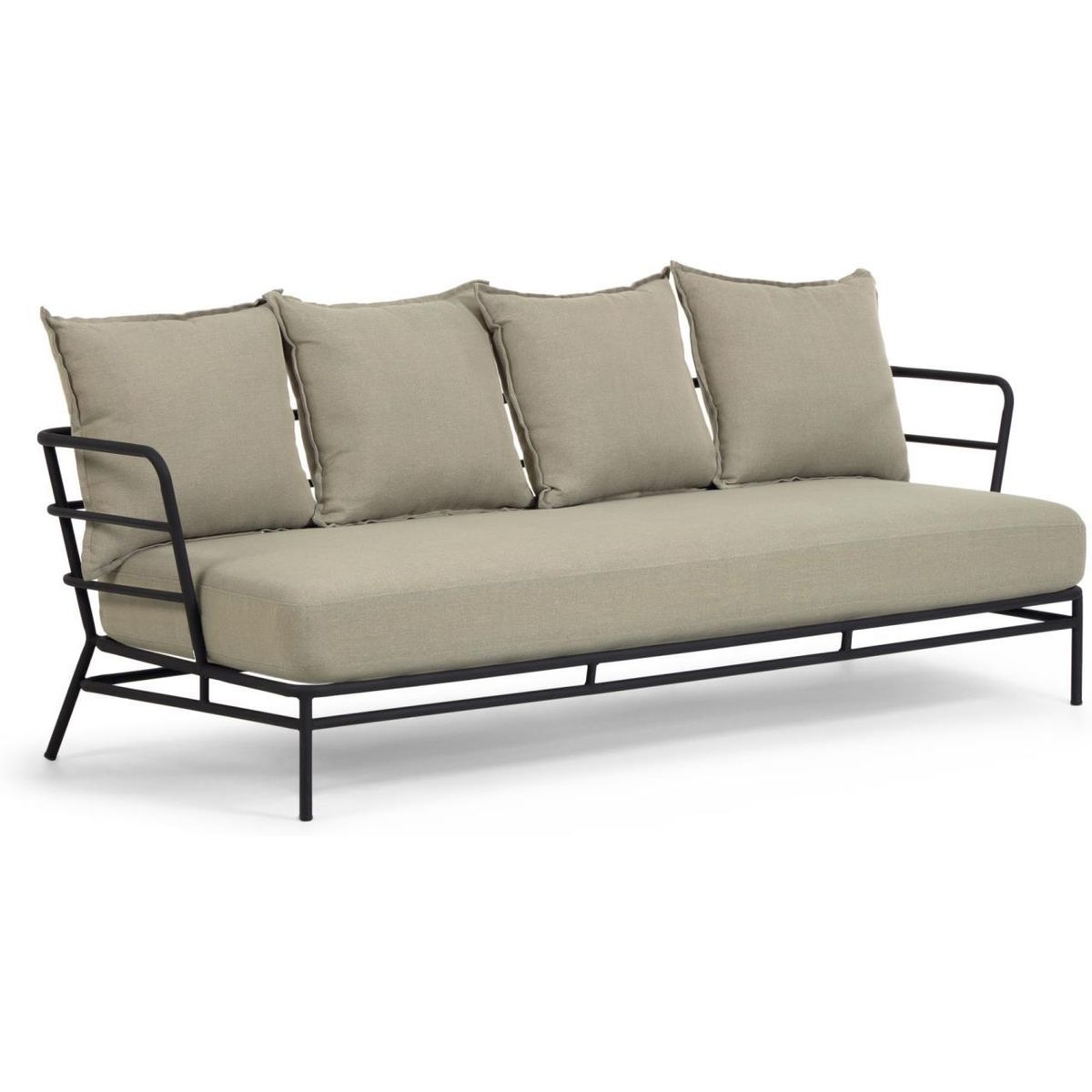 Mareluz, Udendørs 3-personers sofa, beige, H60x197x75 cm, metal