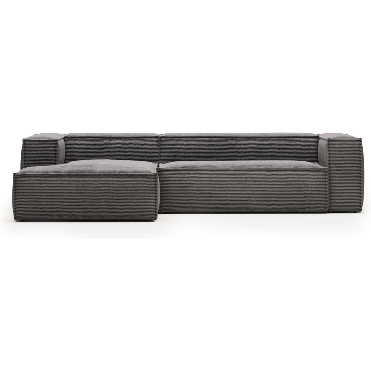 Blok, Chaiselong sofa, Venstrevendt, grå, H69x300x174 cm, fløjl