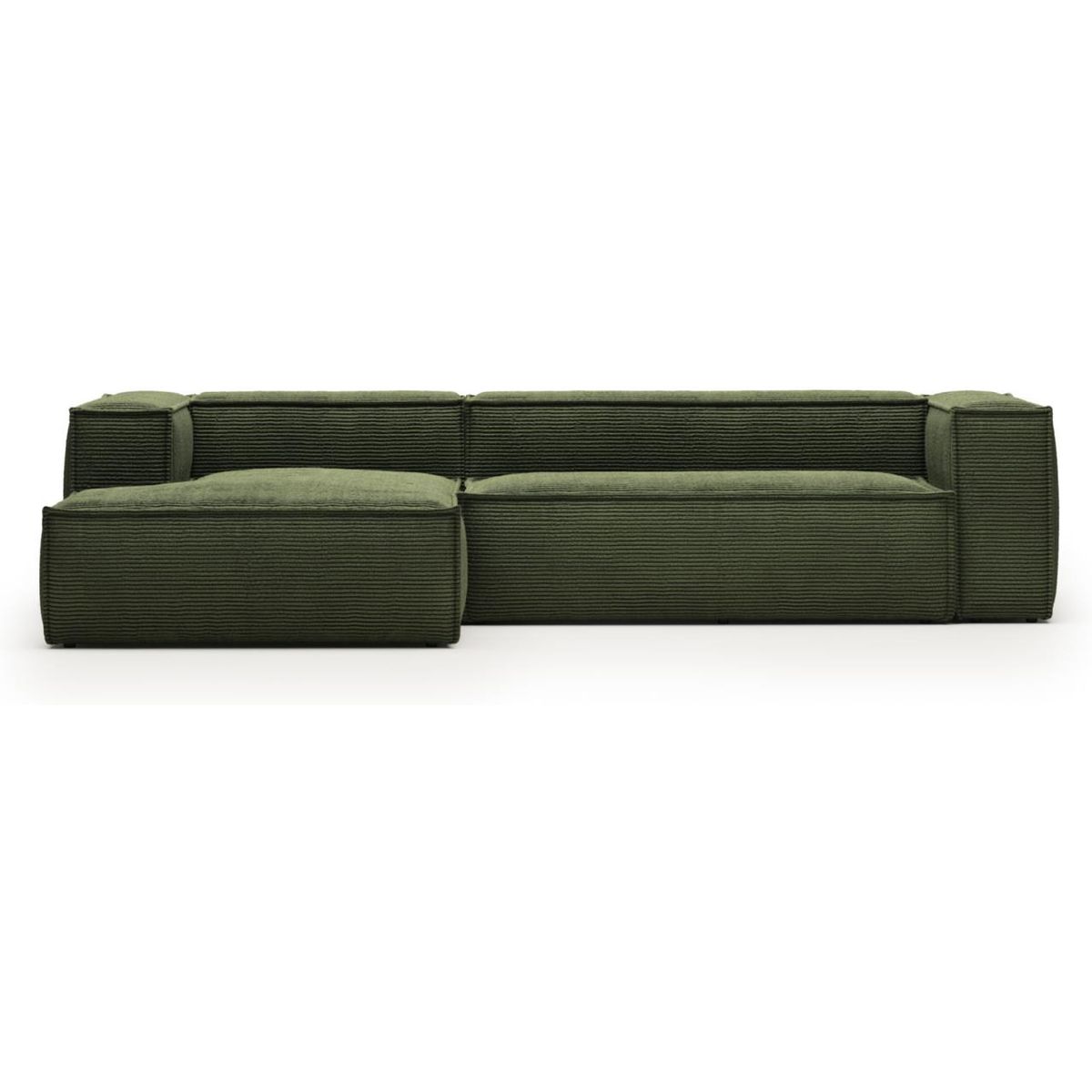 Blok, Chaiselong sofa, Venstrevendt, grøn, H69x300x174 cm, fløjl