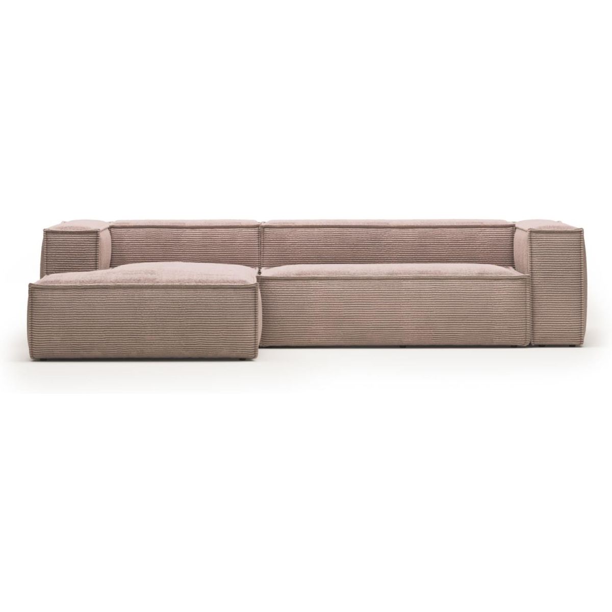 Blok, Chaiselong sofa, Venstrevendt, lyserød, H69x300x174 cm, fløjl