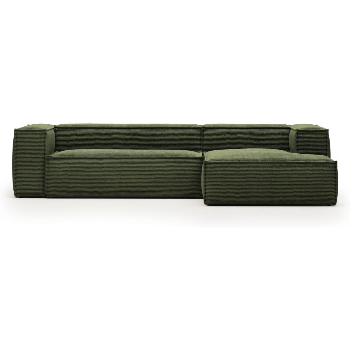 Blok, Chaiselong sofa, Højrevendt, grøn, H69x300x174 cm, stof