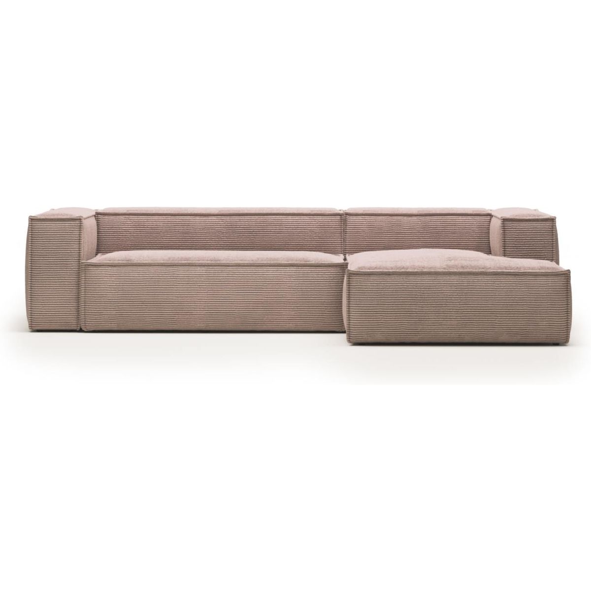 Blok, Chaiselong sofa, Højrevendt, lyserød, H69x300x174 cm, stof