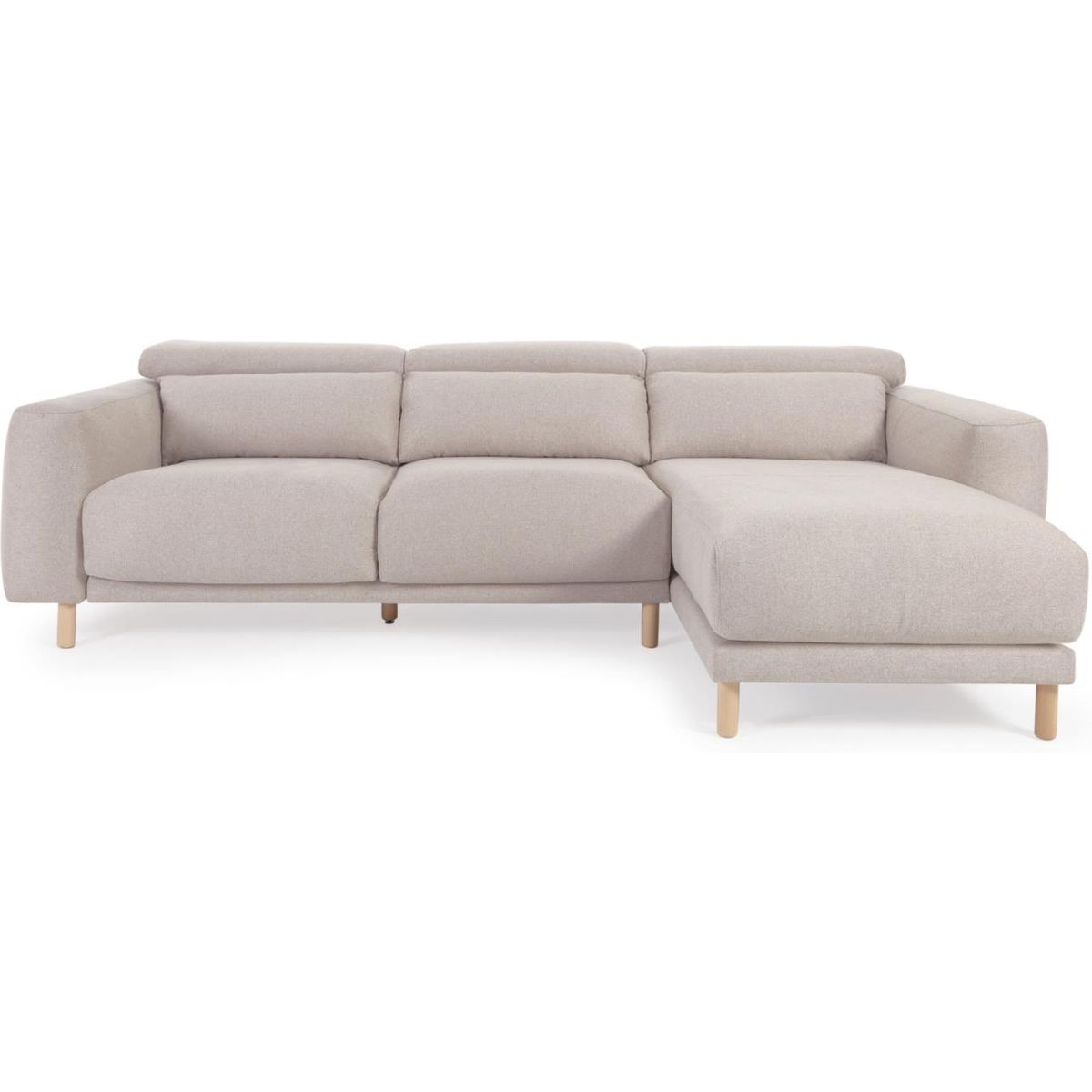 Singa, Chaiselong sofa, Højrevendt, beige, H98x296x180 cm, stof