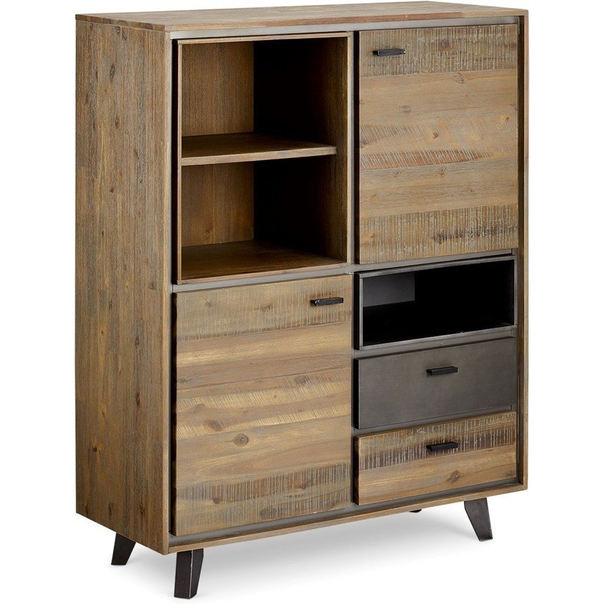 Derby, Highboard med udtrækslåger, H130x100x40 cm, akacietræ