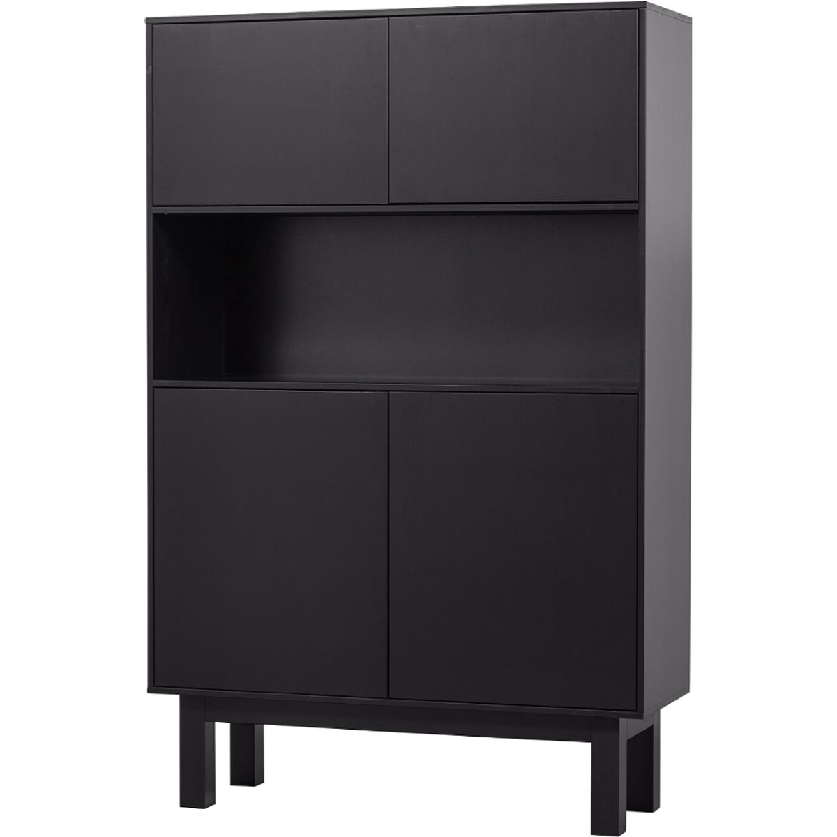 Finca, Highboard, sort, H170x40x110 cm, fyrretræ