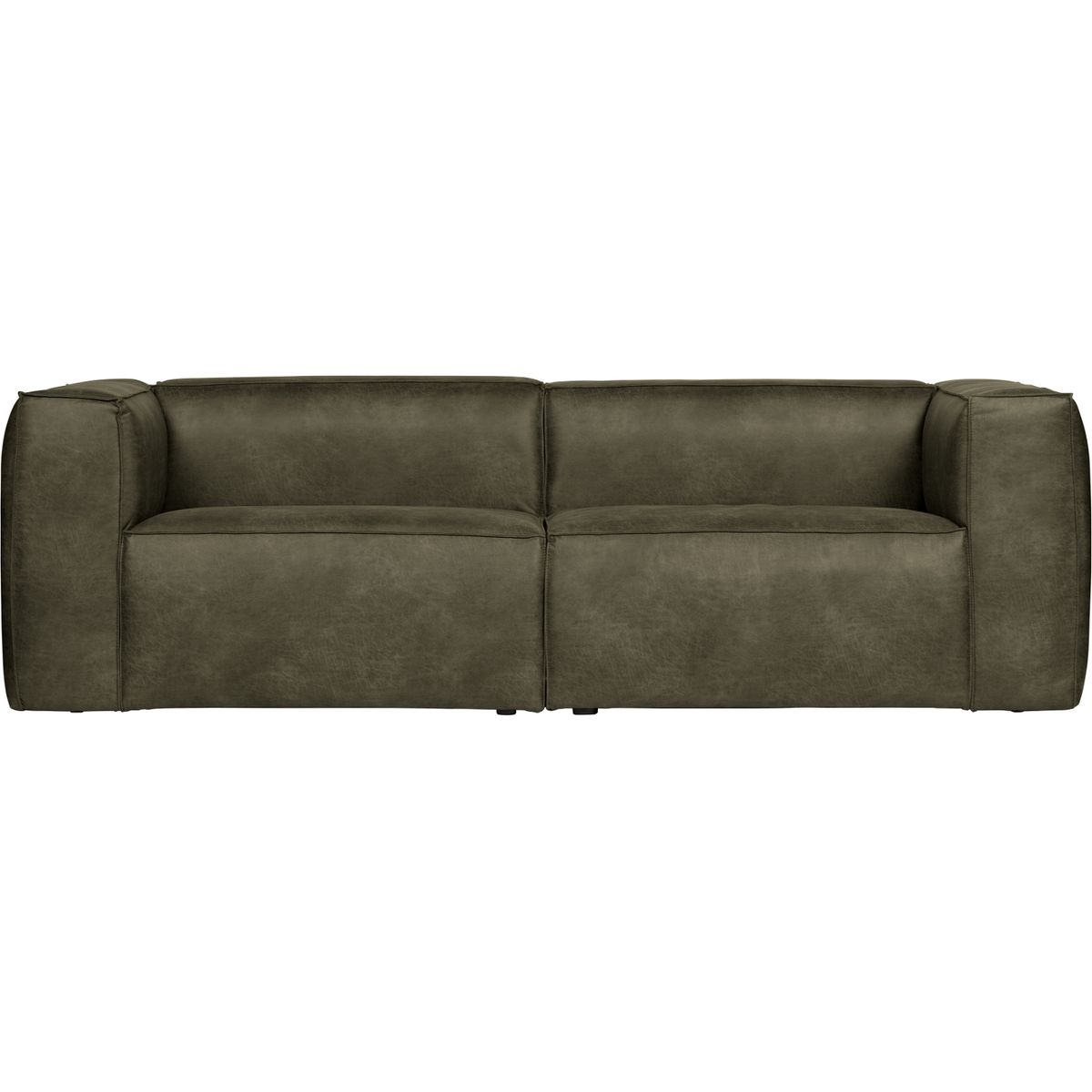 Bean, 3,5-personers sofa med læder, grøn, H73x96x246 cm