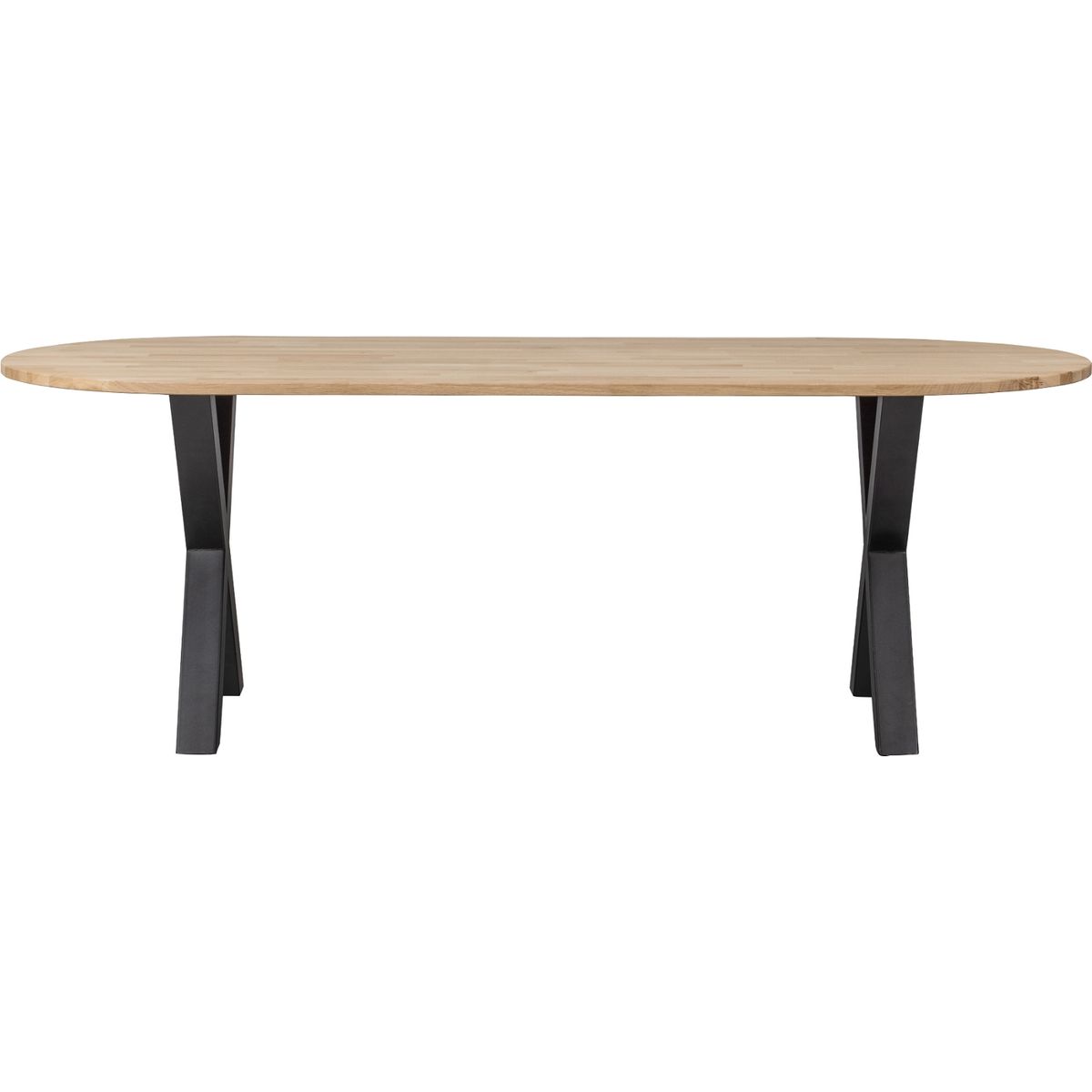 Tablo Oval, Alkmaar leg, Plankebord, eg/metal, natur, 75x220x90 cm